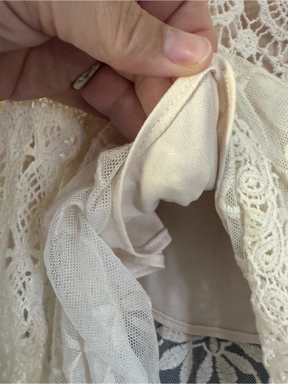Upcycled Cream Lace Crochet Maxi Skirt Western Boho - Picture 4 of 8